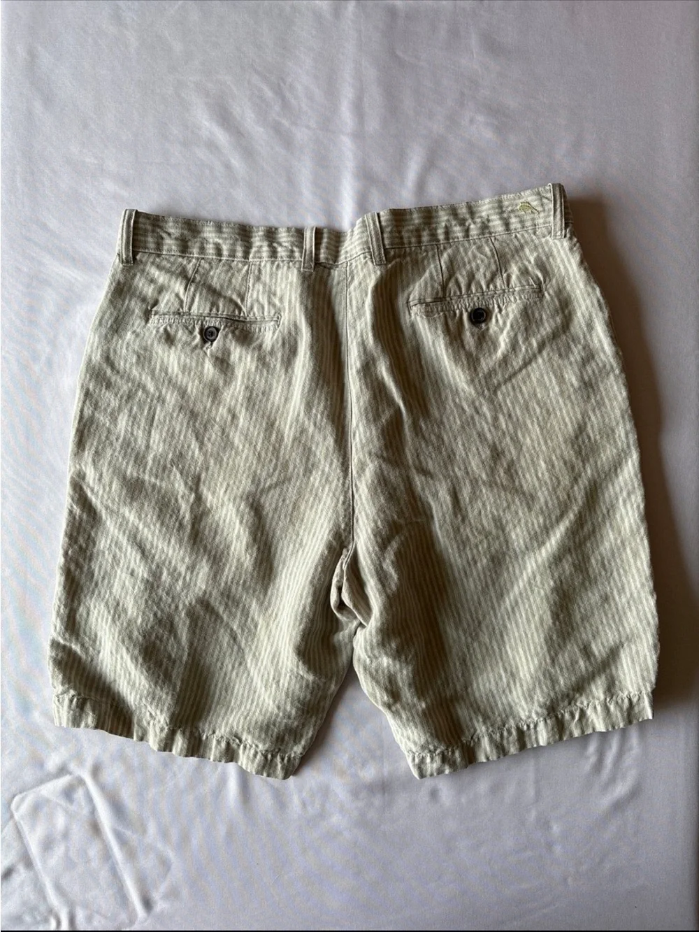 Tommy Bahama Light Cream Striped Flat Front Shorts